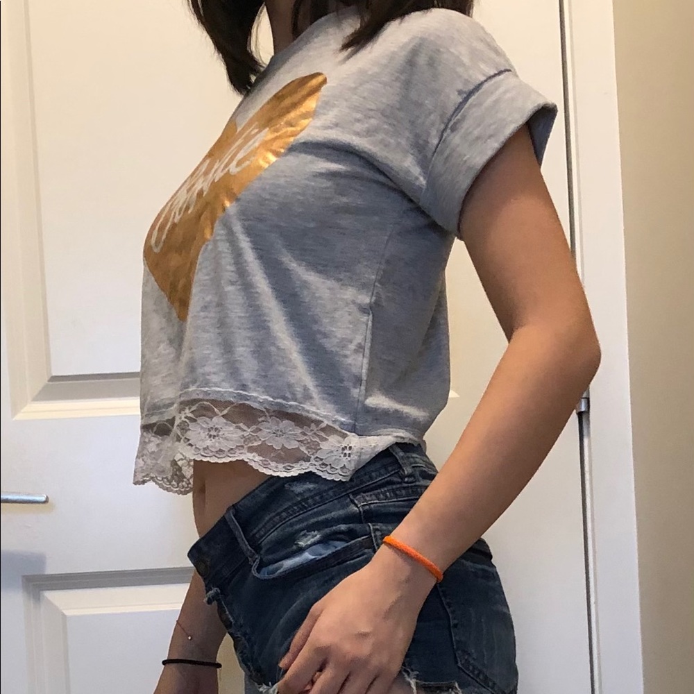 YD Grey Crop Top with Rose Gold Icon